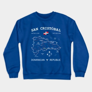 San Cristóbal Dominican Republic Flag Travel Map Coordinates GPS Crewneck Sweatshirt